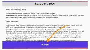 TERMS OF USE ACCEPT BUTTON ON IPTV